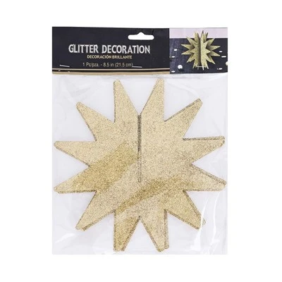 Christmas 3D Gold Glitter Starburst Interlocking Decoration