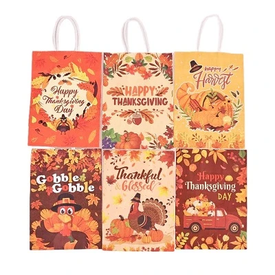 Harvest Thanksgiving Paper Gift Bags - Premium papier mei leuke hjerst- en pompoenûntwerpen