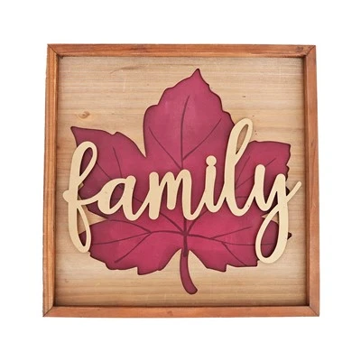 Rustic Family Leaf Wooden Sign